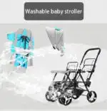 Deluxe Tandem Double Stroller Travel System for Newborns and Toddlers + Rain Cover - Image 16