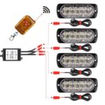 4 PACK AMBER Emergency LED Grille Lights, Wireless Remote, 12 Modes, 12V-24V - Image 3