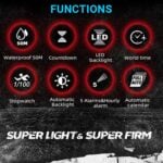 North Edge Mars 3 Carbon Fiber Outdoor Watch, 50 Metres Waterproof, World Time, Stopwatch - Image 3