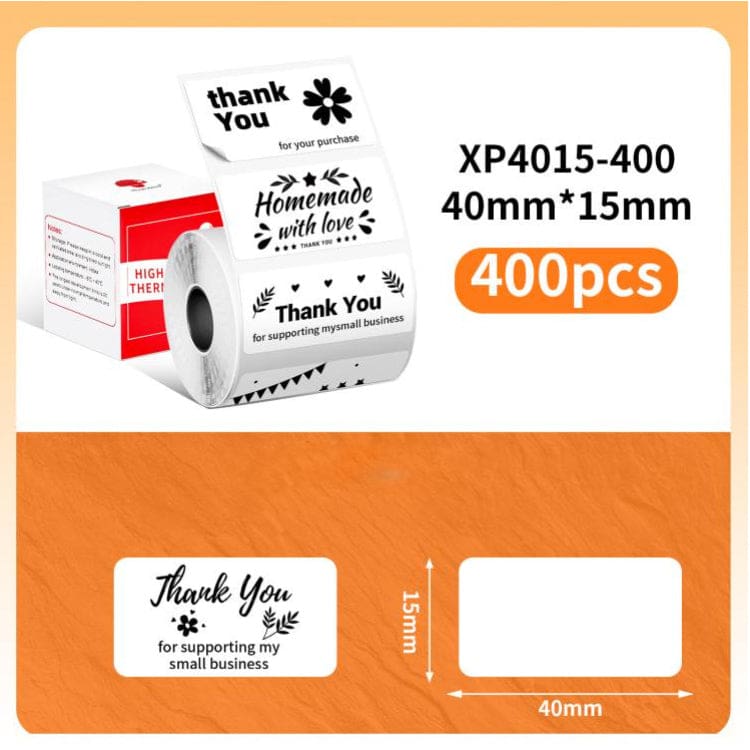 pos-40x15rct-wht-40mm-phomemo-pre-cut-thermal-label-roll-white-797 40mm Phomemo Pre-Cut Thermal Label Roll, White - Image 1