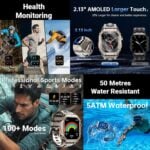 Oukitel BT80 2.13" AMOLED Display Rugged Smart Watch, 1000mAh Battery, 5ATM, IP69K, 100+ Sports Modes - Image 5